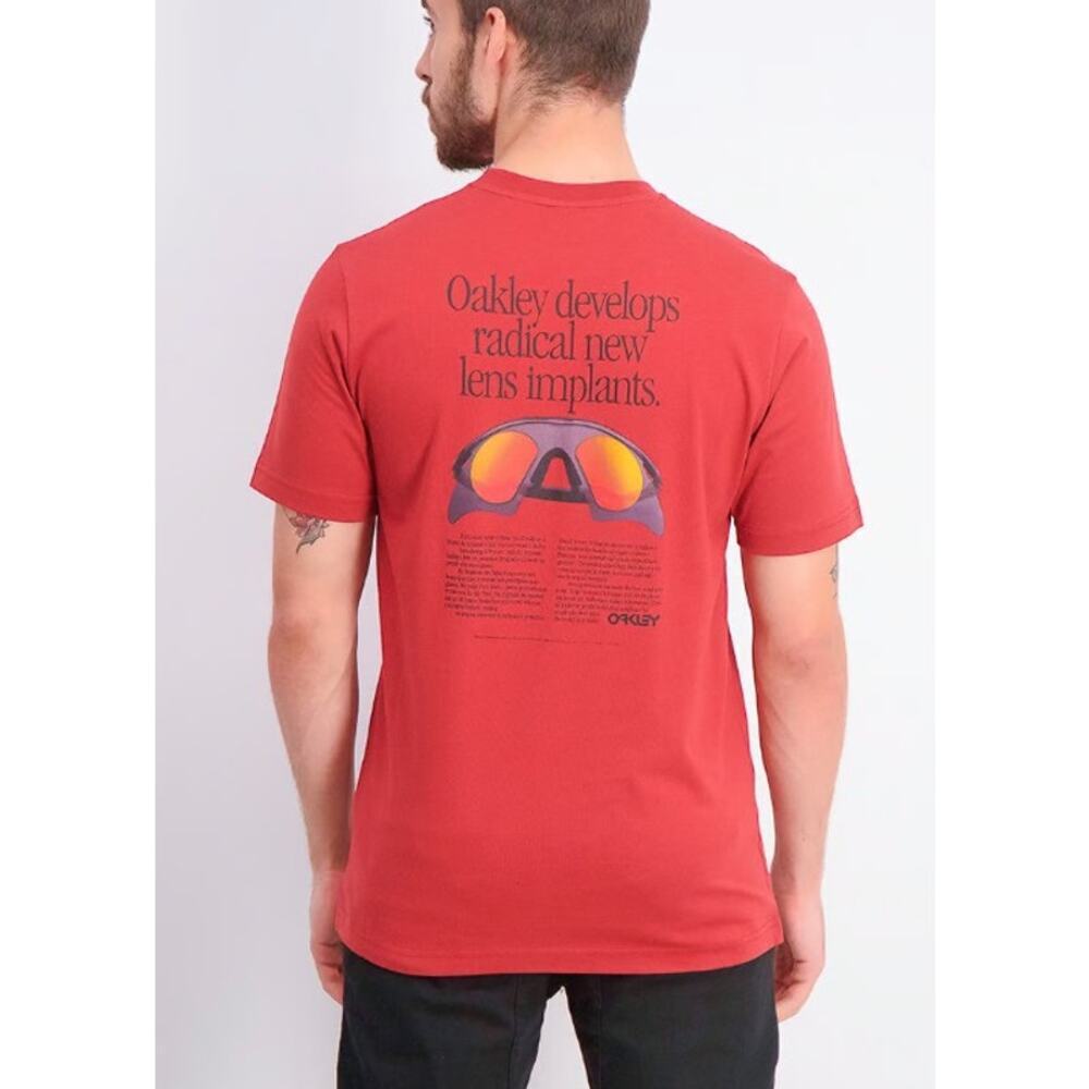 Vintage 90s Oakley T-Shirt Men’s XL Red Radical Lens Implants Promo Tee Rare